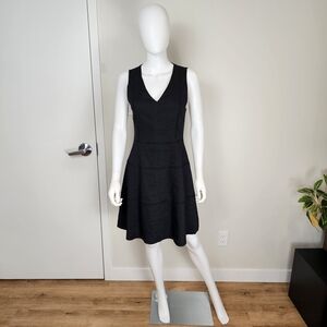Theory Black V-Cut Lace Detail Mini Dress Sz 6